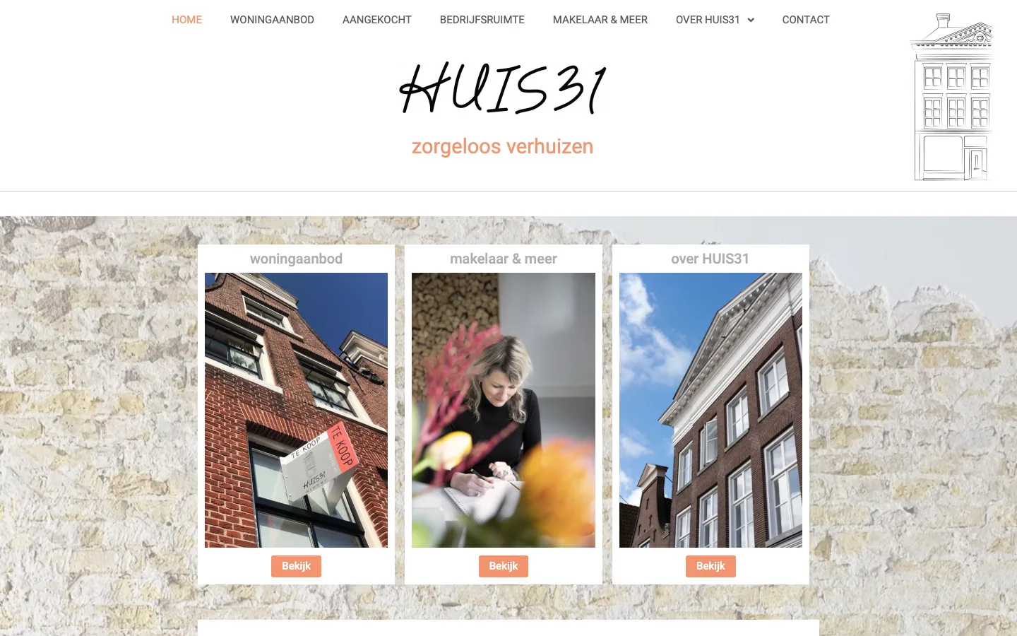 Website Huis31, makelaar voor zorgeloos verhuizen