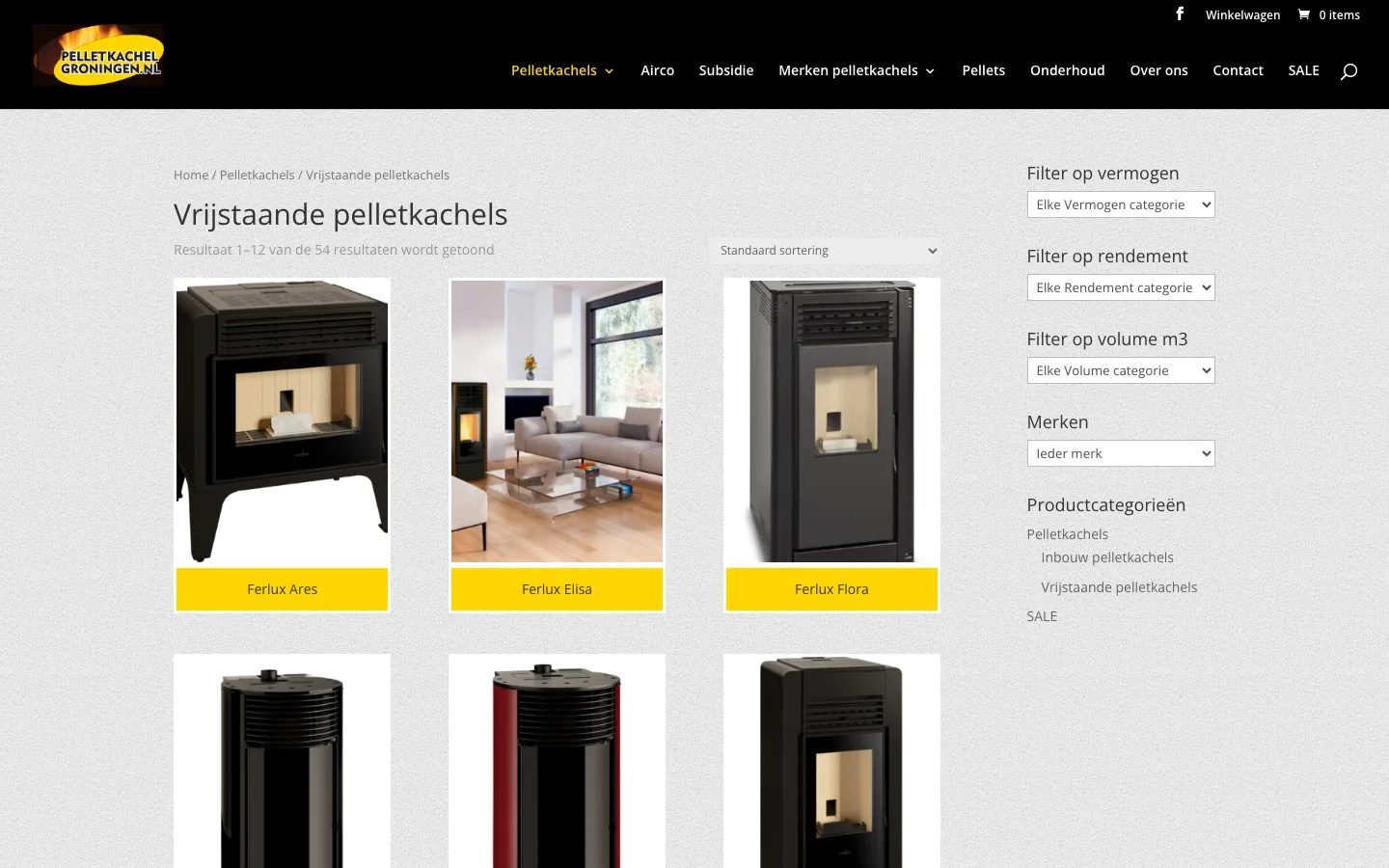 Webshop Pelletkachel Groningen, overzicht vrijstaande pelletkachels